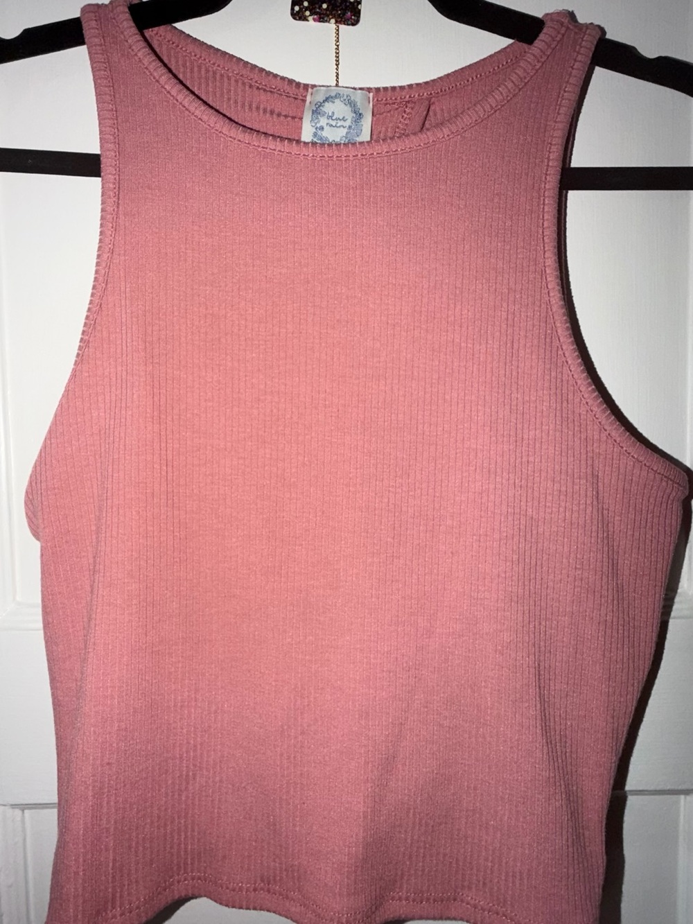 Francesca’s Ribbed Tank Top with open back- Dusty Rose Ntw